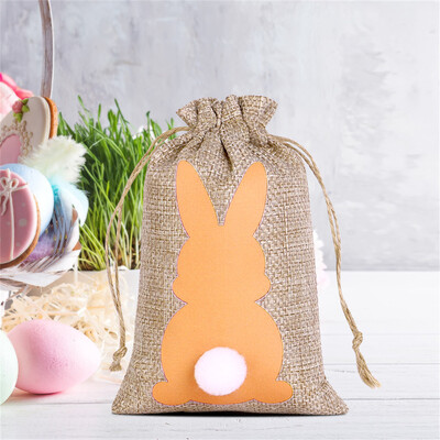 1 tk Lihavõttepühade kottide kott, nööriga kinkekott Lihavõttejänku jänku linasest džuudist kott koheva sabaga kingikoti kott Peosoov