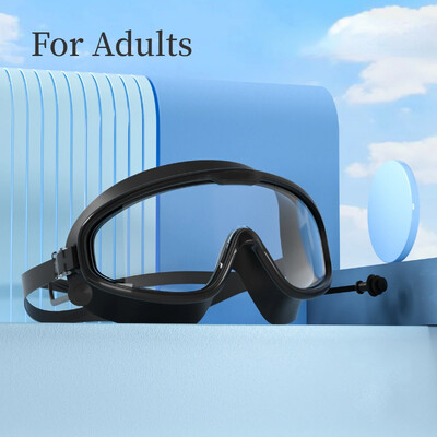 Liela rāmja peldbrilles Pieaugušajiem ar ausu aizbāžņiem Peldēšanas brilles Vīriešu Sieviešu Profesionālās HD Aizsvīšanas aizsargbrilles Silikona brilles