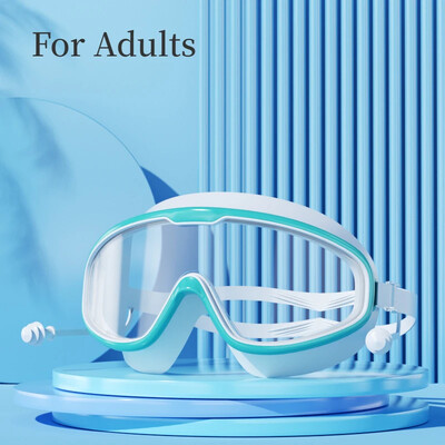 Liela rāmja peldbrilles Pieaugušajiem ar ausu aizbāžņiem Peldēšanas brilles Vīriešu Sieviešu Profesionālās HD Aizsvīšanas aizsargbrilles Silikona brilles