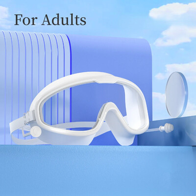 Liela rāmja peldbrilles Pieaugušajiem ar ausu aizbāžņiem Peldēšanas brilles Vīriešu Sieviešu Profesionālās HD Aizsvīšanas aizsargbrilles Silikona brilles