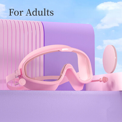 Liela rāmja peldbrilles Pieaugušajiem ar ausu aizbāžņiem Peldēšanas brilles Vīriešu Sieviešu Profesionālās HD Aizsvīšanas aizsargbrilles Silikona brilles