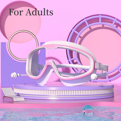 Liela rāmja peldbrilles Pieaugušajiem ar ausu aizbāžņiem Peldēšanas brilles Vīriešu Sieviešu Profesionālās HD Aizsvīšanas aizsargbrilles Silikona brilles