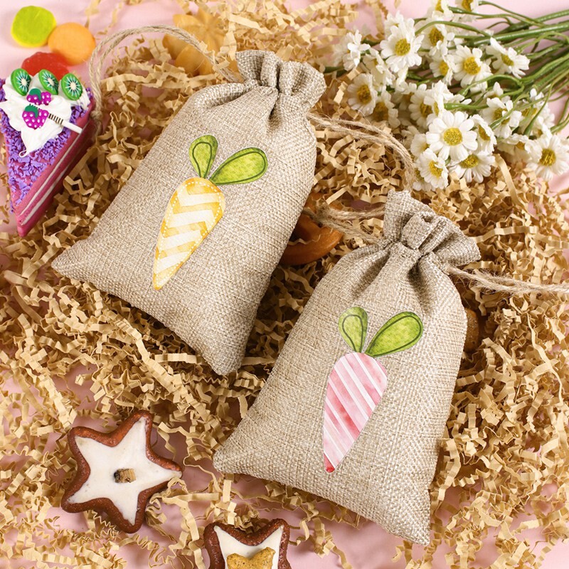 6 bucăți saci de bomboane din pânză de Paște, cu model de iepuraș, din lenjerie de iută, saci de cadou pentru paste, copii, prăjituri, pachete de gustări, pungi pentru decorațiuni pentru petreceri