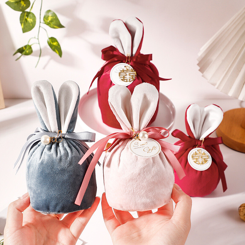 Samta Lieldienu zaķa maisiņi Jauki Zaķa konfekšu iesaiņošana Valentīna diena Šokolādes konfekšu maisiņi Kāzu dzimšanas dienas ballītes rotaslietu organizators