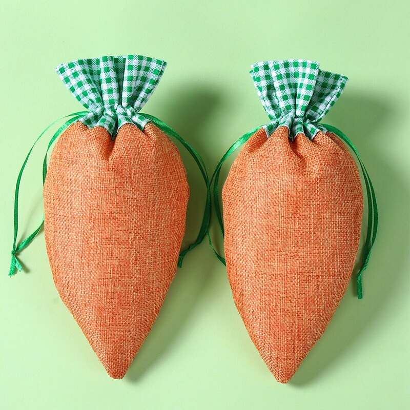 6 bucăți pungă de bomboane de iepuraș de Paște, de morcov, pungă de cadou pentru iepure de in, de Paște de primăvară, pentru decorare pentru petrecerea de aniversare pentru copii, pungă de ambalare din plastic pentru coacere