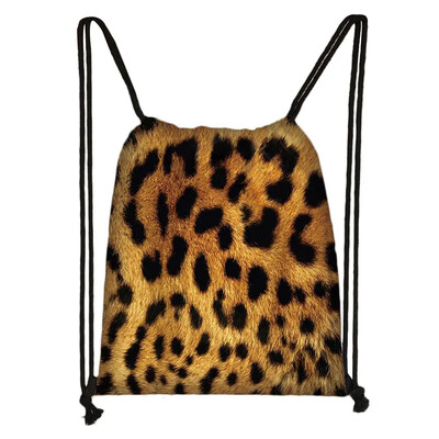 Tigru Leopard Șarpe Crocodil Zebră Dungi Imprimare Genți cu șnur Femei Bărbați Rucsac din pânză Genți de călătorie Suport pantofi Geanta de carte