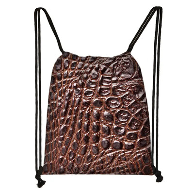 Tigru Leopard Șarpe Crocodil Zebră Dungi Imprimare Genți cu șnur Femei Bărbați Rucsac din pânză Genți de călătorie Suport pantofi Geanta de carte