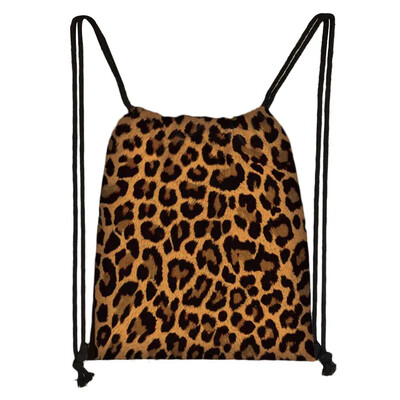 Tigru Leopard Șarpe Crocodil Zebră Dungi Imprimare Genți cu șnur Femei Bărbați Rucsac din pânză Genți de călătorie Suport pantofi Geanta de carte