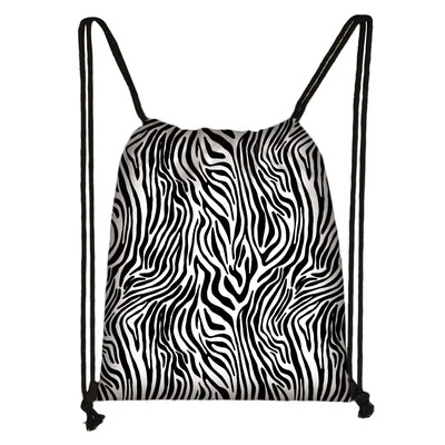 Tigru Leopard Șarpe Crocodil Zebră Dungi Imprimare Genți cu șnur Femei Bărbați Rucsac din pânză Genți de călătorie Suport pantofi Geanta de carte