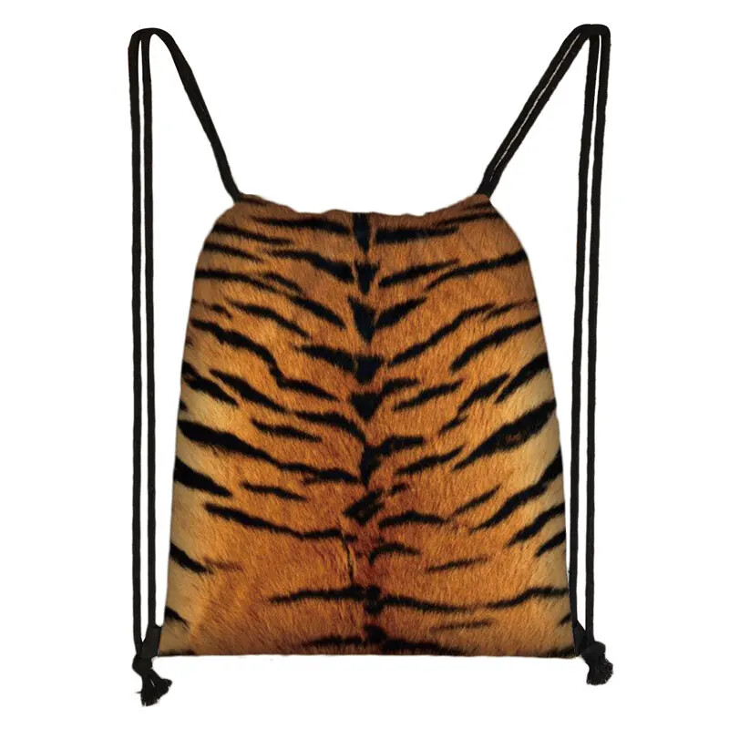 Tigru Leopard Șarpe Crocodil Zebră Dungi Imprimare Genți cu șnur Femei Bărbați Rucsac din pânză Genți de călătorie Suport pantofi Geanta de carte