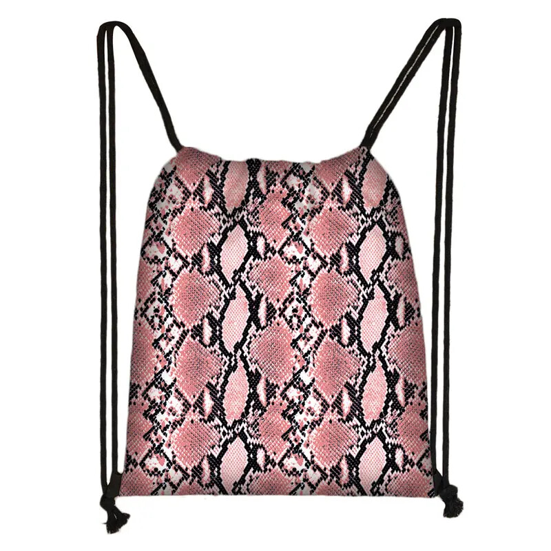 Tigru Leopard Șarpe Crocodil Zebră Dungi Imprimare Genți cu șnur Femei Bărbați Rucsac din pânză Genți de călătorie Suport pantofi Geanta de carte