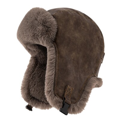 SupSindy Pălărie Bomber de iarnă pentru bărbați, în aer liber, pentru motocicletă, rezistentă la vânt, îngroșă, caldă, blană artificială, pentru pilot, căciulă termică din piele, Ushanka