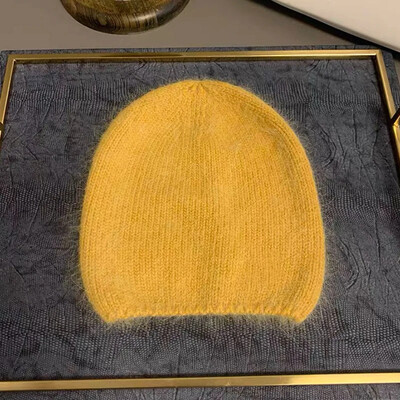 Pălărie de iarnă din blană de iepure de culoare uni 2023, pentru femeie, păr lung, șapcă caldă, pălărie moale de iarnă, simplă, de înaltă calitate