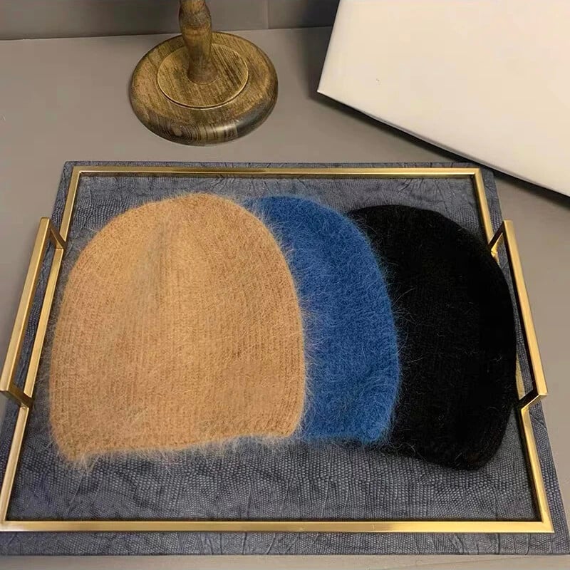 Pălărie de iarnă din blană de iepure de culoare uni 2023, pentru femeie, păr lung, șapcă caldă, pălărie moale de iarnă, simplă, de înaltă calitate