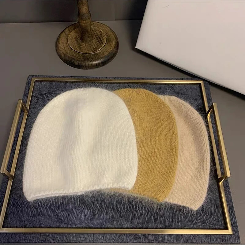 Pălărie de iarnă din blană de iepure de culoare uni 2023, pentru femeie, păr lung, șapcă caldă, pălărie moale de iarnă, simplă, de înaltă calitate