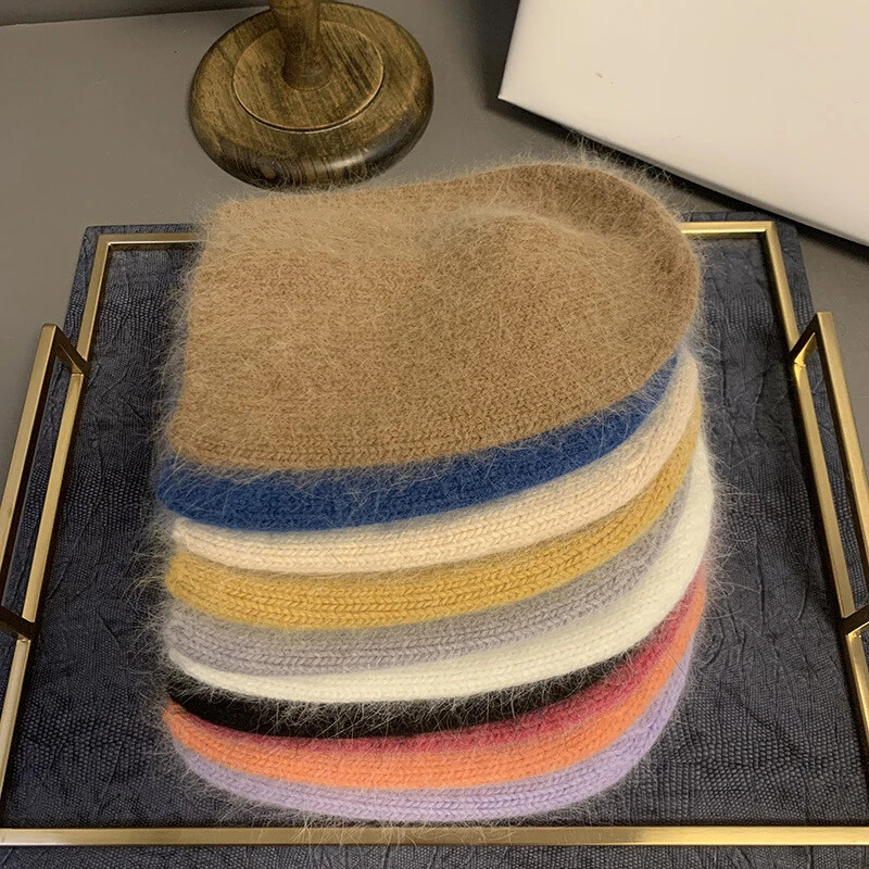 Pălărie de iarnă din blană de iepure de culoare uni 2023, pentru femeie, păr lung, șapcă caldă, pălărie moale de iarnă, simplă, de înaltă calitate