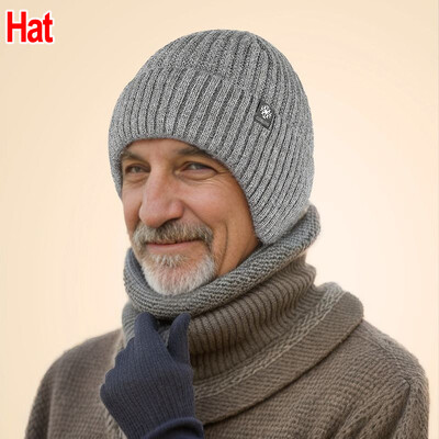 2023 Zimske vunene pletene bomber kape Štitnici za uši Integrirana plišana debela kapa Stariji Topli vuneni rubac otporan na hladnoću Dvodijelni set