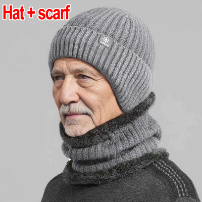 2023 Zimske vunene pletene bomber kape Štitnici za uši Integrirana plišana debela kapa Stariji Topli vuneni rubac otporan na hladnoću Dvodijelni set