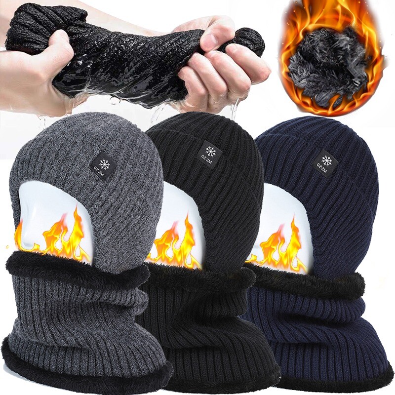 2023 Zimske vunene pletene bomber kape Štitnici za uši Integrirana plišana debela kapa Stariji Topli vuneni rubac otporan na hladnoću Dvodijelni set