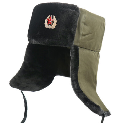 Pălărie rusă de blană de iarnă Ushanka Pălărie rusă Pălărie de soldat detașabilă Pălărie de vânător de vânător Pălărie de aviator cu clapete pentru urechi