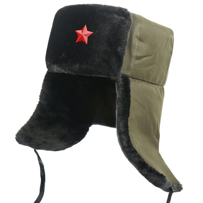 Pălărie rusă de blană de iarnă Ushanka Pălărie rusă Pălărie de soldat detașabilă Pălărie de vânător de vânător Pălărie de aviator cu clapete pentru urechi