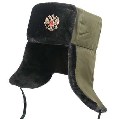 Pălărie rusă de blană de iarnă Ushanka Pălărie rusă Pălărie de soldat detașabilă Pălărie de vânător de vânător Pălărie de aviator cu clapete pentru urechi