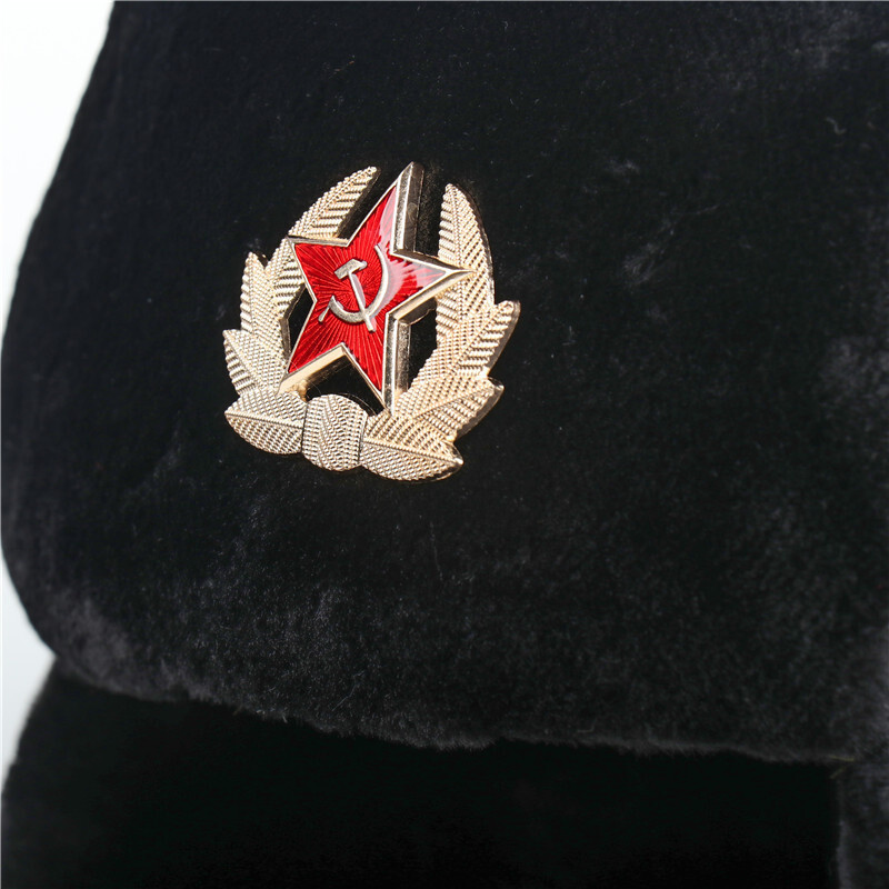 Pălărie rusă de blană de iarnă Ushanka Pălărie rusă Pălărie de soldat detașabilă Pălărie de vânător de vânător Pălărie de aviator cu clapete pentru urechi