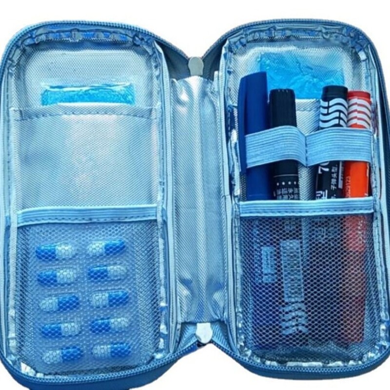 Geantă de răcire cu insulină cu model floral, pânză Oxford portabilă, răcitoare de insulină rezistentă la apă, protector pentru pastile pentru diabetici