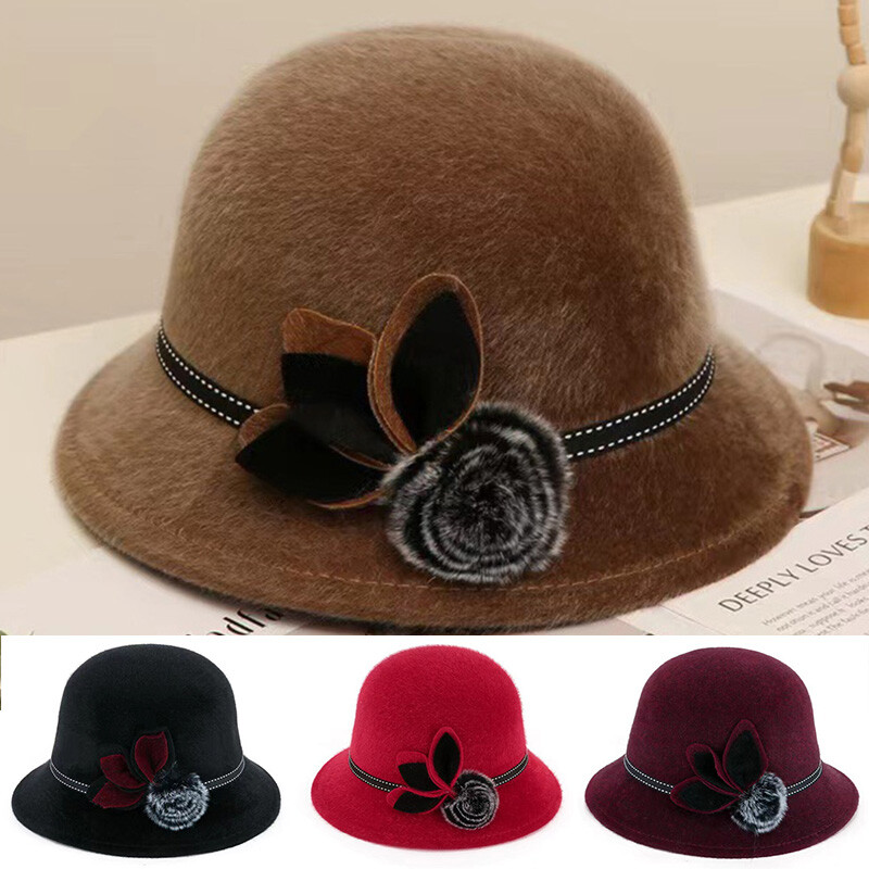 Pălării Fedoras cu cupolă cu fundă mare pentru femei, iarnă, toamnă, pălărie jazz, imitație de lână, elegante, pălării melon pentru femei