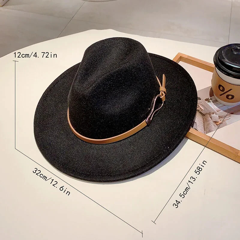 KAMMPT Fedora de lână pentru femei 2024, la modă nouă, ocazională, toamnă, iarnă, cu boruri largi, la modă, elegant, vintage, Trilby pentru călătorii