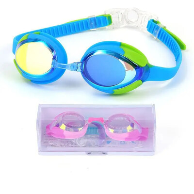 Ochelari de înot pentru copii Galvanizare de înaltă definiție Anti-aburire Impermeabil Confortabil Bloc Luminos strălucitor Ochelari mari de vedere