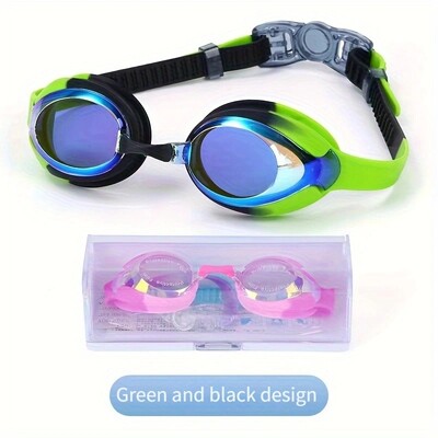 Ochelari de înot pentru copii Galvanizare de înaltă definiție Anti-aburire Impermeabil Confortabil Bloc Luminos strălucitor Ochelari mari de vedere