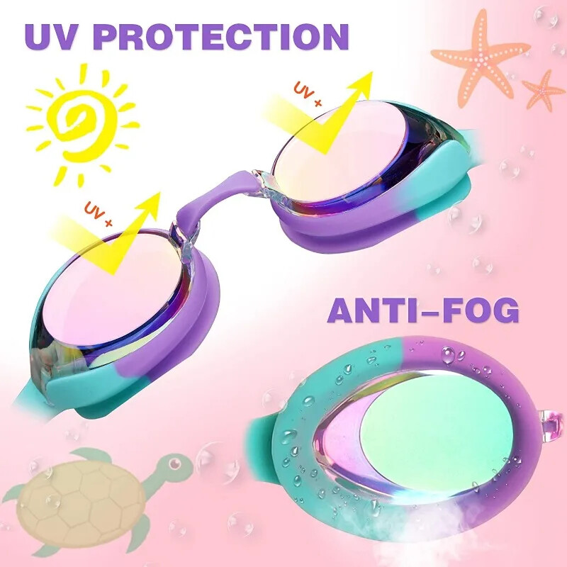 Ochelari de înot pentru copii Galvanizare de înaltă definiție Anti-aburire Impermeabil Confortabil Bloc Luminos strălucitor Ochelari mari de vedere