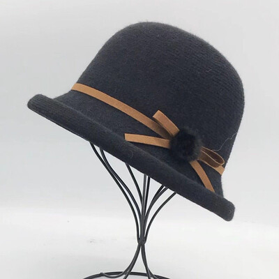 Vuneni šešir s kantom Ženska jesenska i zimska mašna Korejska verzija Svestrani japanski šešir s kupolom za umivaonik Britanski retro cilindar Tide