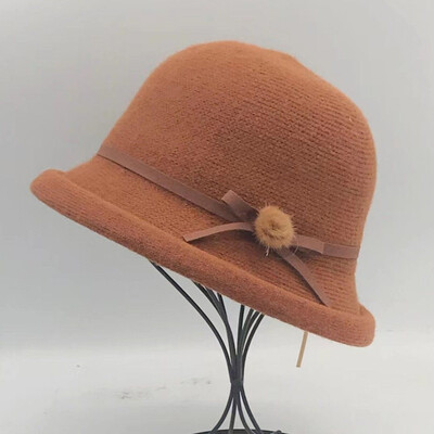 Vuneni šešir s kantom Ženska jesenska i zimska mašna Korejska verzija Svestrani japanski šešir s kupolom za umivaonik Britanski retro cilindar Tide