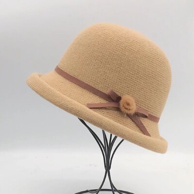 Vuneni šešir s kantom Ženska jesenska i zimska mašna Korejska verzija Svestrani japanski šešir s kupolom za umivaonik Britanski retro cilindar Tide