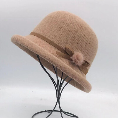 Vuneni šešir s kantom Ženska jesenska i zimska mašna Korejska verzija Svestrani japanski šešir s kupolom za umivaonik Britanski retro cilindar Tide