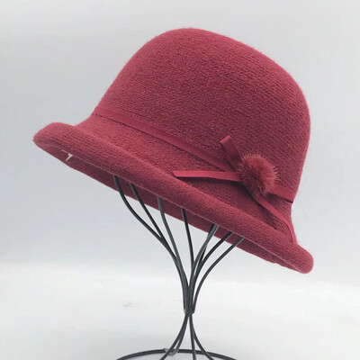 Vuneni šešir s kantom Ženska jesenska i zimska mašna Korejska verzija Svestrani japanski šešir s kupolom za umivaonik Britanski retro cilindar Tide