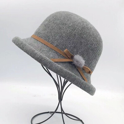 Vuneni šešir s kantom Ženska jesenska i zimska mašna Korejska verzija Svestrani japanski šešir s kupolom za umivaonik Britanski retro cilindar Tide