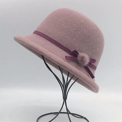 Vuneni šešir s kantom Ženska jesenska i zimska mašna Korejska verzija Svestrani japanski šešir s kupolom za umivaonik Britanski retro cilindar Tide