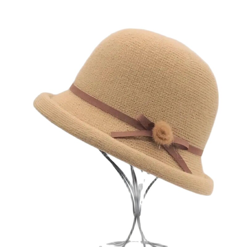 Vuneni šešir s kantom Ženska jesenska i zimska mašna Korejska verzija Svestrani japanski šešir s kupolom za umivaonik Britanski retro cilindar Tide