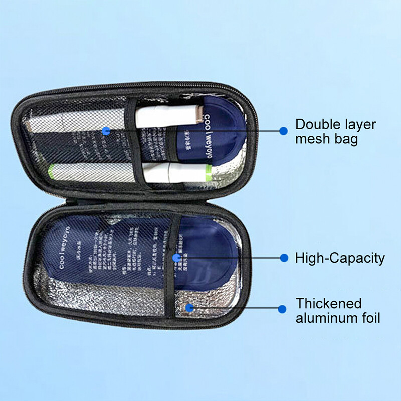 Pungă de răcire cu insulină Pu, rezistentă la apă, frigider portabil cu insulină, buzunar pentru diabetici, fără gel, pentru călătorie, cu izolare termică pentru pastile.