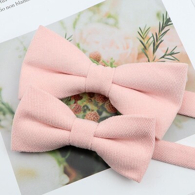 Meeste ülipehme udune seemisnahast vanema-lapse kikilipsu komplekt Macarons ühevärviline klassikalise disainiga armas liblikas punane roheline sinine roosa lips