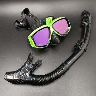 Spoguļlēcu snorkelēšanas komplekts ar Gopro stiprinājuma niršanas maskām snorkelēšanas komplekts ar pretmiglas brillēm, peldēšanas ekipējums sievietēm vīriešiem
