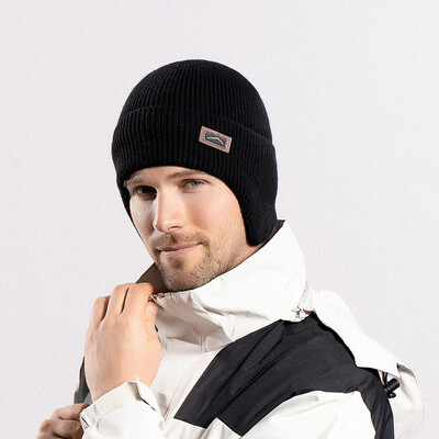 Căciulă tricotată pentru ciclism de iarnă pentru bărbați Căptușeală din fleece Bonnet Protecție urechi Berici de lână Cască pentru urechi în aer liber Pluș Călduță Ski Cap rece