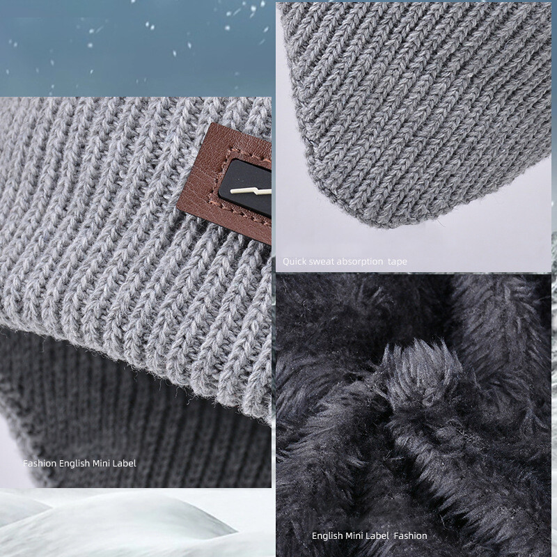 Căciulă tricotată pentru ciclism de iarnă pentru bărbați Căptușeală din fleece Bonnet Protecție urechi Berici de lână Cască pentru urechi în aer liber Pluș Călduță Ski Cap rece