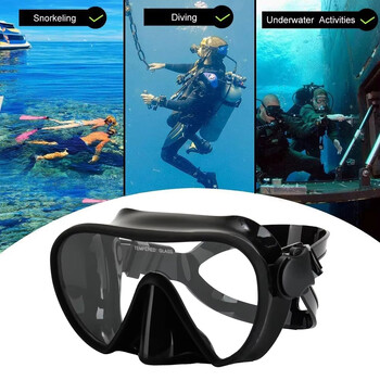 Scuba Diving Snorkeling Mask Frameless Mask Φούστα σιλικόνης Perfect Seal Πανοραμική θέα Γυαλιά κολύμβησης από σκληρυμένο γυαλί Κατάλληλο για ενήλικες