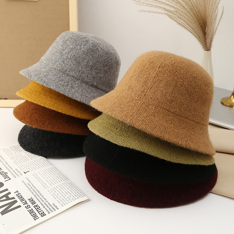 Pălării de buchet de lână de iarnă pentru femei Căciuli de pescar calde tricotate de epocă MAXSITI U