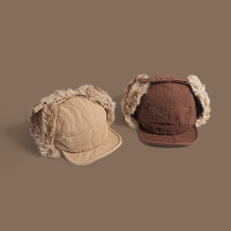 japonez, vintage, stil colegiu, în aer liber, călărie, bomber, șapcă de protecție caldă pentru urechi, zbor Y2k, pălărie de blană, îngroșată, Ushanka