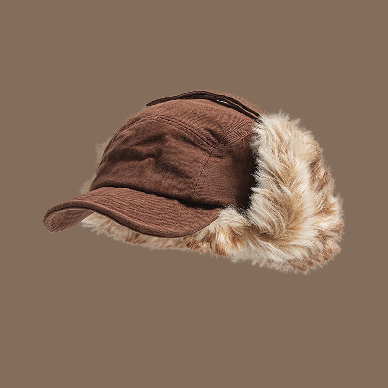 japonez, vintage, stil colegiu, în aer liber, călărie, bomber, șapcă de protecție caldă pentru urechi, zbor Y2k, pălărie de blană, îngroșată, Ushanka